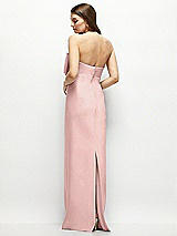 Alt View 4 Thumbnail - Rose Strapless Satin Column Maxi Dress with Oversized Handcrafted Bow