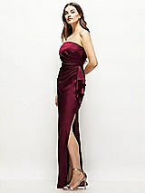 Alt View 2 Thumbnail - Cabernet Strapless Draped Skirt Satin Maxi Dress with Cascade Ruffle