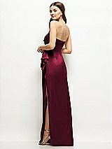 Alt View 3 Thumbnail - Cabernet Strapless Draped Skirt Satin Maxi Dress with Cascade Ruffle