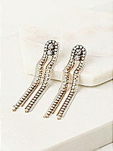 Rear View Thumbnail - White Waterfall Fringe Crystal Earrings