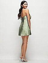 Rear View Thumbnail - Sage Strapless Bell Skirt Satin Mini Dress with Oversized Bow