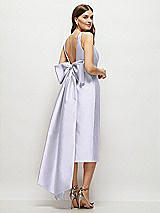 Rear View Thumbnail - Silver Dove Scoop Neck Corset Satin Midi Dress with Floor-Length Bow Tails