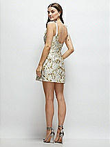 Rear View Thumbnail - Winter Rose Tie-Strap Cat-Eye Boned Bodice Brocade Mini Dress