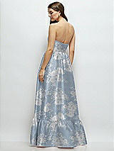 Rear View Thumbnail - Porcelain Blue Seraphina Floral Floral Strapless Cat-Eye Boned Bodice Maxi Dress with Ruffle Hem