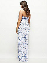 Alt View 3 Thumbnail - Magnolia Sky Strapless Draped Skirt Floral Satin Maxi Dress with Cascade Ruffle