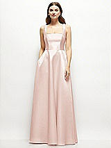 Front View Thumbnail - Blush Square-Neck Satin Maxi Dress with Full Skirt