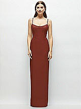 Front View Thumbnail - Auburn Moon Corset-Style Crepe Column Maxi Dress with Adjustable Straps