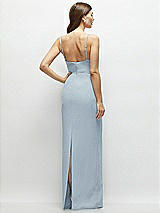 Rear View Thumbnail - Mist Corset-Style Crepe Column Maxi Dress with Adjustable Straps