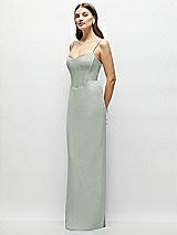 Side View Thumbnail - Willow Green Corset-Style Crepe Column Maxi Dress with Adjustable Straps