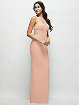 Side View Thumbnail - Pale Peach Corset Midriff Crepe Column Maxi Dress