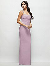 Side View Thumbnail - Suede Rose Corset Midriff Crepe Column Maxi Dress