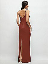 Rear View Thumbnail - Auburn Moon Corset Midriff Crepe Column Maxi Dress