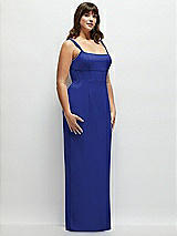 Alt View 2 Thumbnail - Cobalt Blue Corset Midriff Crepe Column Maxi Dress