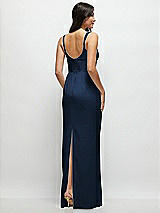 Rear View Thumbnail - Midnight Navy Corset Midriff Crepe Column Maxi Dress