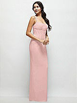 Side View Thumbnail - Rose Corset Midriff Crepe Column Maxi Dress