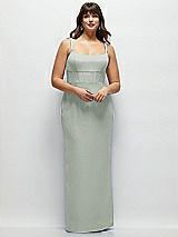 Alt View 1 Thumbnail - Willow Green Corset Midriff Crepe Column Maxi Dress