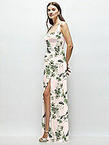 Side View Thumbnail - Palm Beach Print Square Neck Chiffon Maxi Dress with Circle Skirt