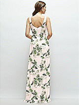 Rear View Thumbnail - Palm Beach Print Square Neck Chiffon Maxi Dress with Circle Skirt