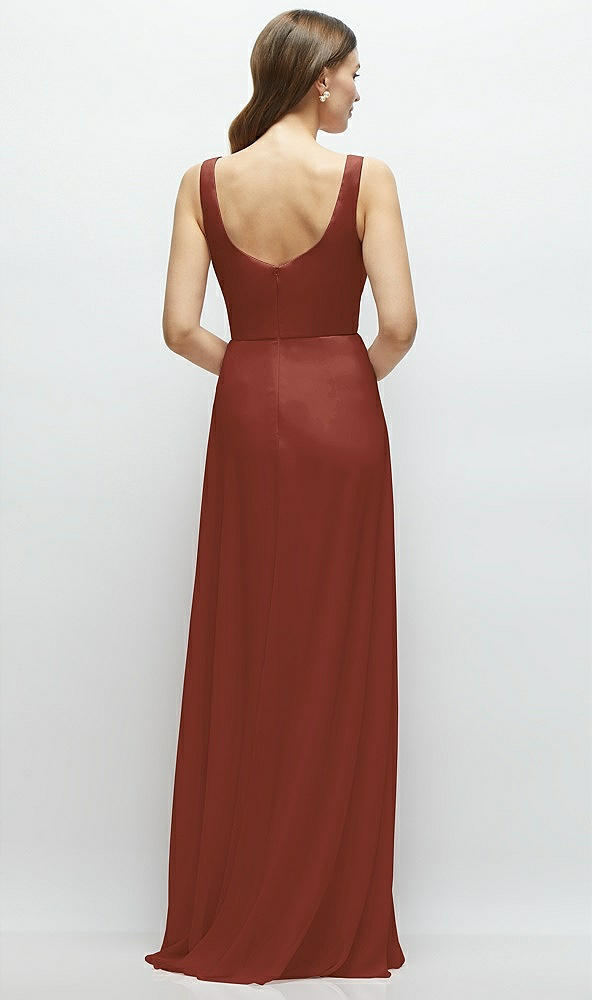 Back View - Auburn Moon Square Neck Chiffon Maxi Dress with Circle Skirt