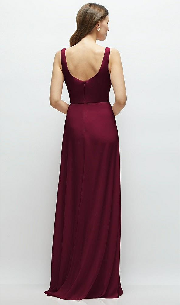 Back View - Cabernet Square Neck Chiffon Maxi Dress with Circle Skirt