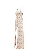 Side View Thumbnail - Coquette Floral Print Square Neck Chiffon Maxi Dress with Circle Skirt