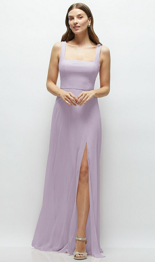 Front View - Lilac Haze Square Neck Chiffon Maxi Dress with Circle Skirt