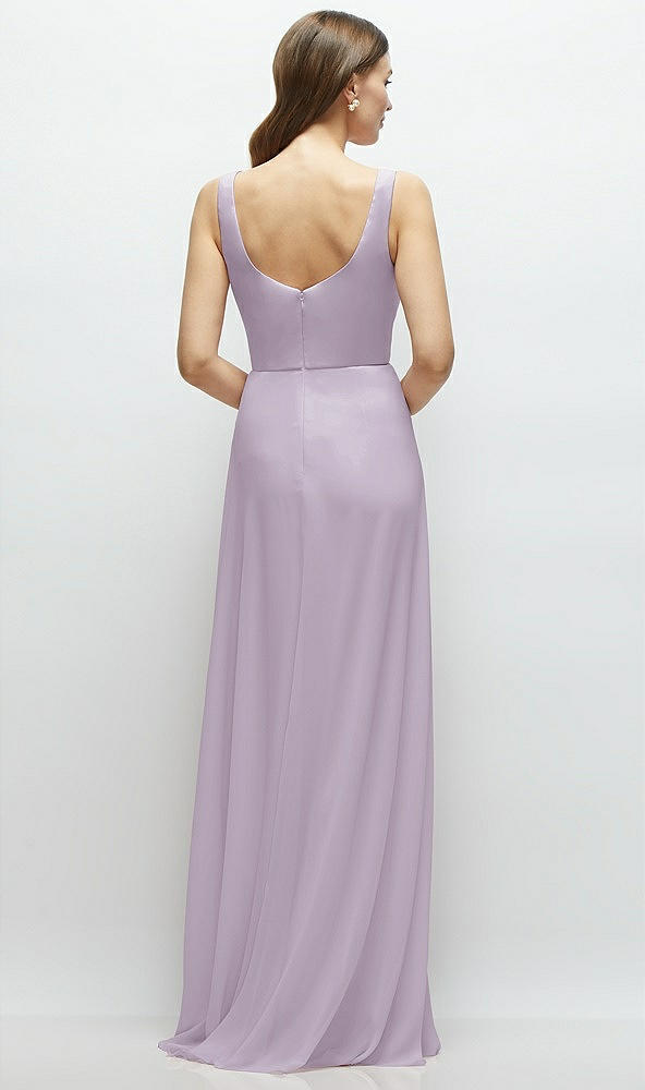 Back View - Lilac Haze Square Neck Chiffon Maxi Dress with Circle Skirt