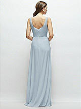 Rear View Thumbnail - Mist Square Neck Chiffon Maxi Dress with Circle Skirt