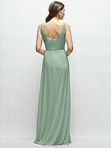 Rear View Thumbnail - Seagrass Square Neck Chiffon Maxi Dress with Circle Skirt