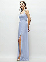 Side View Thumbnail - Sky Blue Square Neck Chiffon Maxi Dress with Circle Skirt