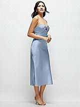 Side View Thumbnail - Cloudy Strapless Bow-Bandeau Cutout Satin Midi Slip Dress