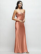 Side View Thumbnail - Copper Penny Strapless Bow-Bandeau Cutout Satin Maxi Slip Dress