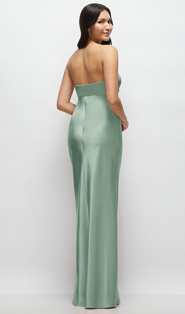 Back View - Seagrass Strapless Bow-Bandeau Cutout Satin Maxi Slip Dress