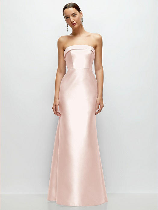 Strapless Cuff Neckline Satin Trumpet Gown