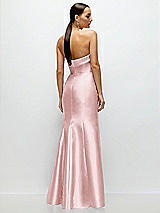 Rear View Thumbnail - Ballet Pink Strapless Cuff Neckline Satin Trumpet Gown