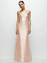 Front View Thumbnail - Cameo Strapless Cuff Neckline Satin Trumpet Gown