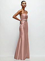 Side View Thumbnail - Neu Nude Strapless Cat-Eye Draped Bodice Satin Tumpet Dress