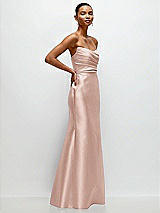 Side View Thumbnail - Toasted Sugar Strapless Cat-Eye Draped Bodice Satin Tumpet Dress