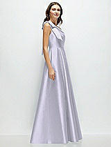 Side View Thumbnail - Silver Dove Bow One-Shoulder Full A-Line Satin Maxi Dress