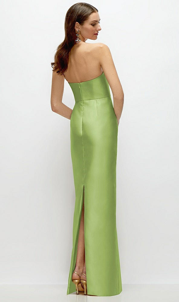 Back View - Mojito Strapless Satin Column Dress with Back Slit