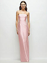 Front View Thumbnail - Ballet Pink Strapless Satin Column Dress with Back Slit