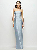 Front View Thumbnail - Mist Strapless Satin Column Dress with Back Slit