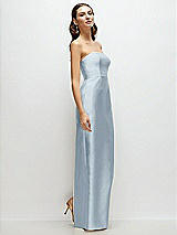 Side View Thumbnail - Mist Strapless Satin Column Dress with Back Slit