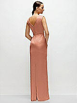 Rear View Thumbnail - Copper Penny High Neck Sleeveless Cap Shoulder Satin Maxi Dress