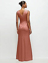 Rear View Thumbnail - Desert Rose Sleeveless Cap Shoulder Crepe Maxi Dress with Trumpet Skirt