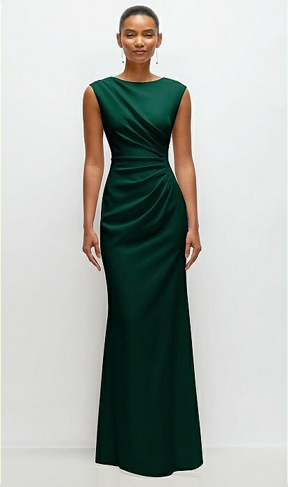 emerald green black tie dress Velvi - Elena Off-the-shoulder Maxi Dress - Emerald