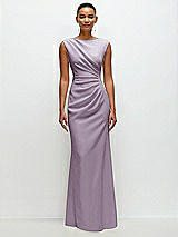 Front View Thumbnail - Lilac Haze Sleeveless Cap Shoulder Crepe Maxi Dress with Trumpet Skirt