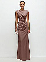 Front View Thumbnail - Sienna Sleeveless Cap Shoulder Crepe Maxi Dress with Trumpet Skirt