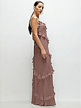 Side View Thumbnail - Sienna Asymmetrical Ruffle Chiffon Bias Slip Maxi Dress