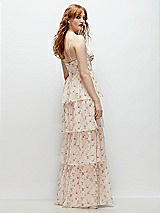 Rear View Thumbnail - Coquette Floral Print Bustier-Style Chiffon Tiered Ruffle Maxi Dress with Adjustable Straps